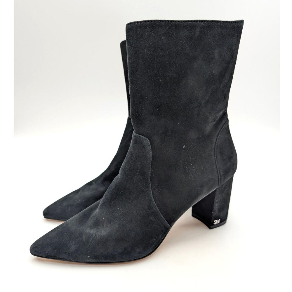 Stuart Weitzman Ryland 60 Ankle Boots Pointed Toe Womens Black Size US10B EU40.5